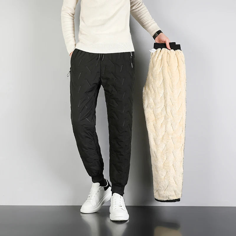 2023 Winter Warm Lambswool Thicken Men Sweatpants Windproof Warm-Keeping Pants Homme Cheap Clothing Joggers Fleece-Lined Trouser