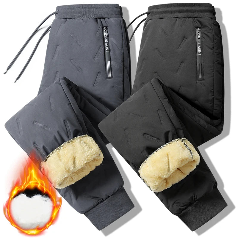 2023 Winter Warm Lambswool Thicken Men Sweatpants Windproof Warm-Keeping Pants Homme Cheap Clothing Joggers Fleece-Lined Trouser