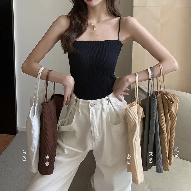 New Women's Cotton Underwear Sexy Solid Color Top Fashion External Suspender Tank Up Female Crop Top Sexy Lingerie