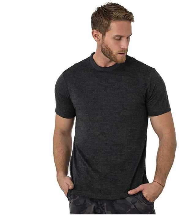 100% Superfine Merino Wool T shirt Mens Base Layer Merino Shirt Wicking Breathable Quick Dry Anti-Odor No-itch USA Size
