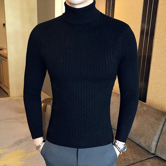 Brand Men Turtleneck Sweaters and Pullovers 2025 New Fashion Knitted Sweater Winter Men Pullover Homme Wool Casual Solid Clothes