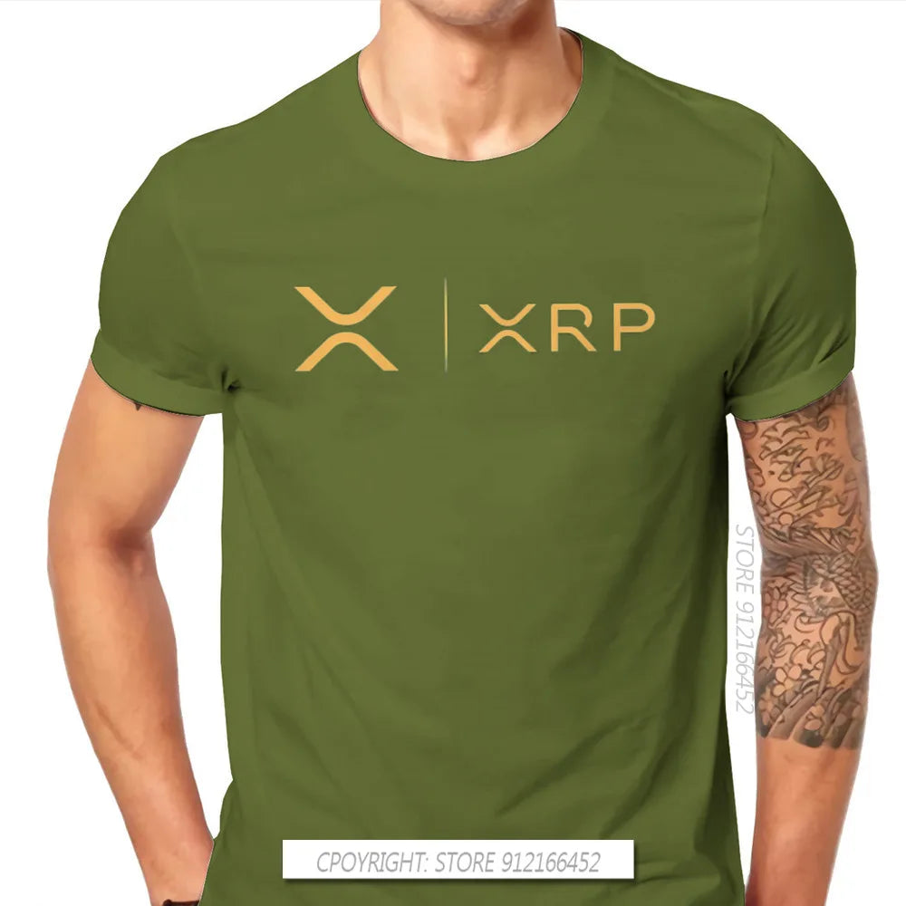 Cryptocurrency Crypto Miner XRP RIPPLE NEW GOLD SIDE BY SIDE Tshirt Harajuku Punk Men's Tshirts Tops Pure Cotton O-Neck T Shirt