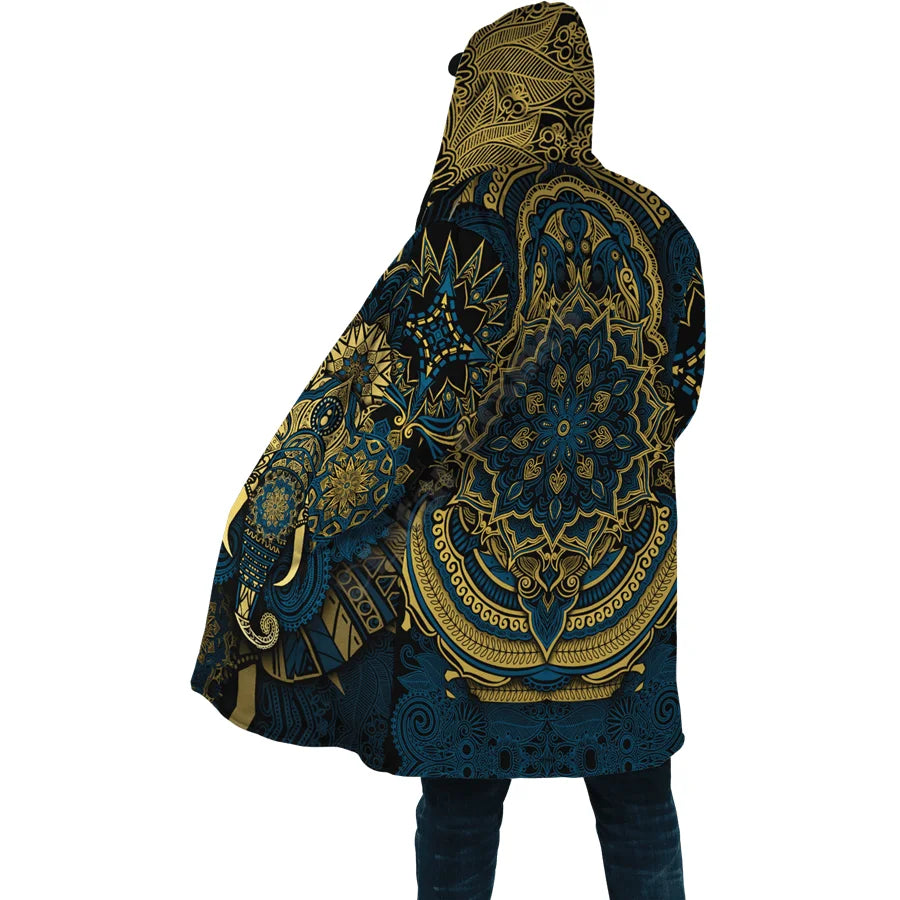 Hippie Cloak 3D All Over Printed Hoodie Cloak for Men Women Winter Fleece Wind Breaker Warm Hood Cloak