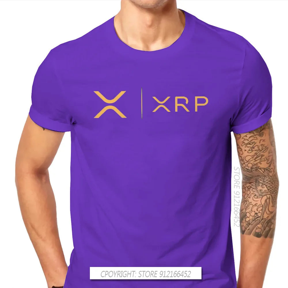 Cryptocurrency Crypto Miner XRP RIPPLE NEW GOLD SIDE BY SIDE Tshirt Harajuku Punk Men's Tshirts Tops Pure Cotton O-Neck T Shirt