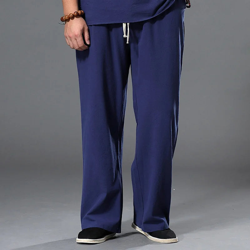 Summer Spring Men Cotton linen Pants japan style Large Size 8XL 10XL 12XL Wide Leg Pants Oversized Trousers Male Loose Pants 58