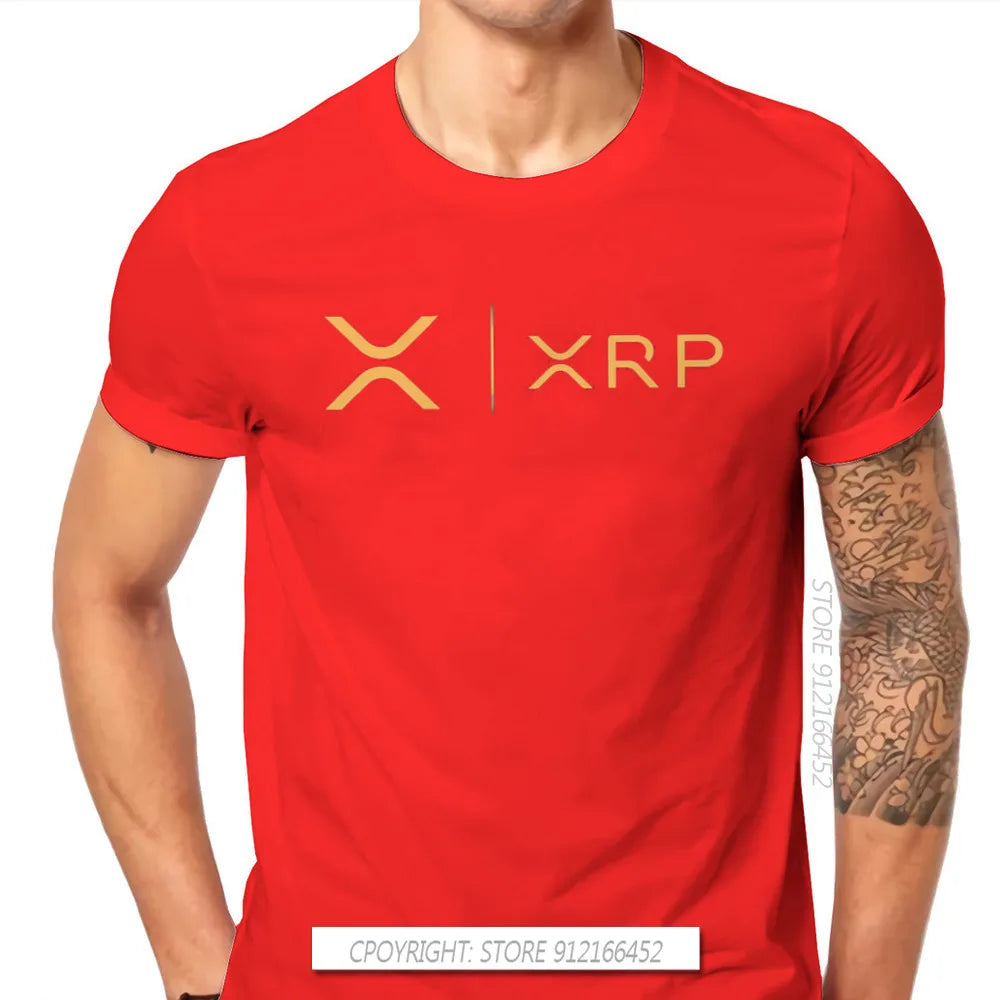 Cryptocurrency Crypto Miner XRP RIPPLE NEW GOLD SIDE BY SIDE Tshirt Harajuku Punk Men's Tshirts Tops Pure Cotton O-Neck T Shirt
