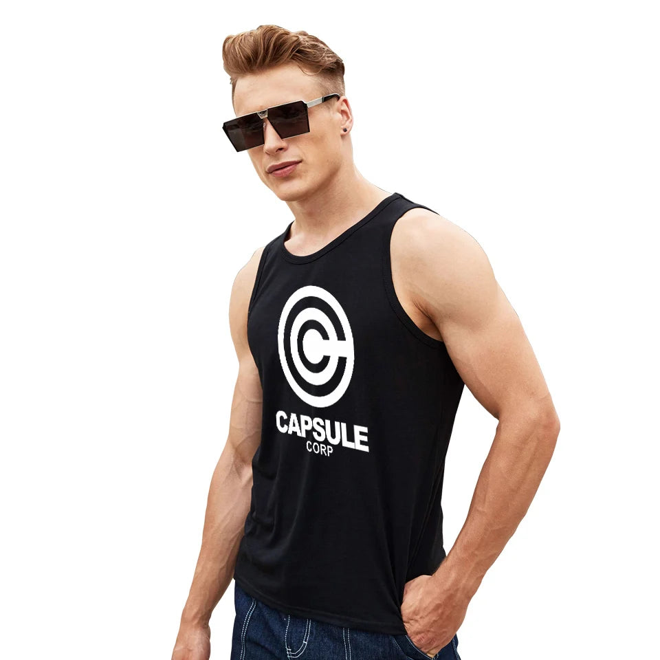 Anime CAPSULE Corp Pattern Fitness Tank Tops Summer Vest O Neck Casual Sleeveless Shirt 3D Design Bodybuilding Tank Top