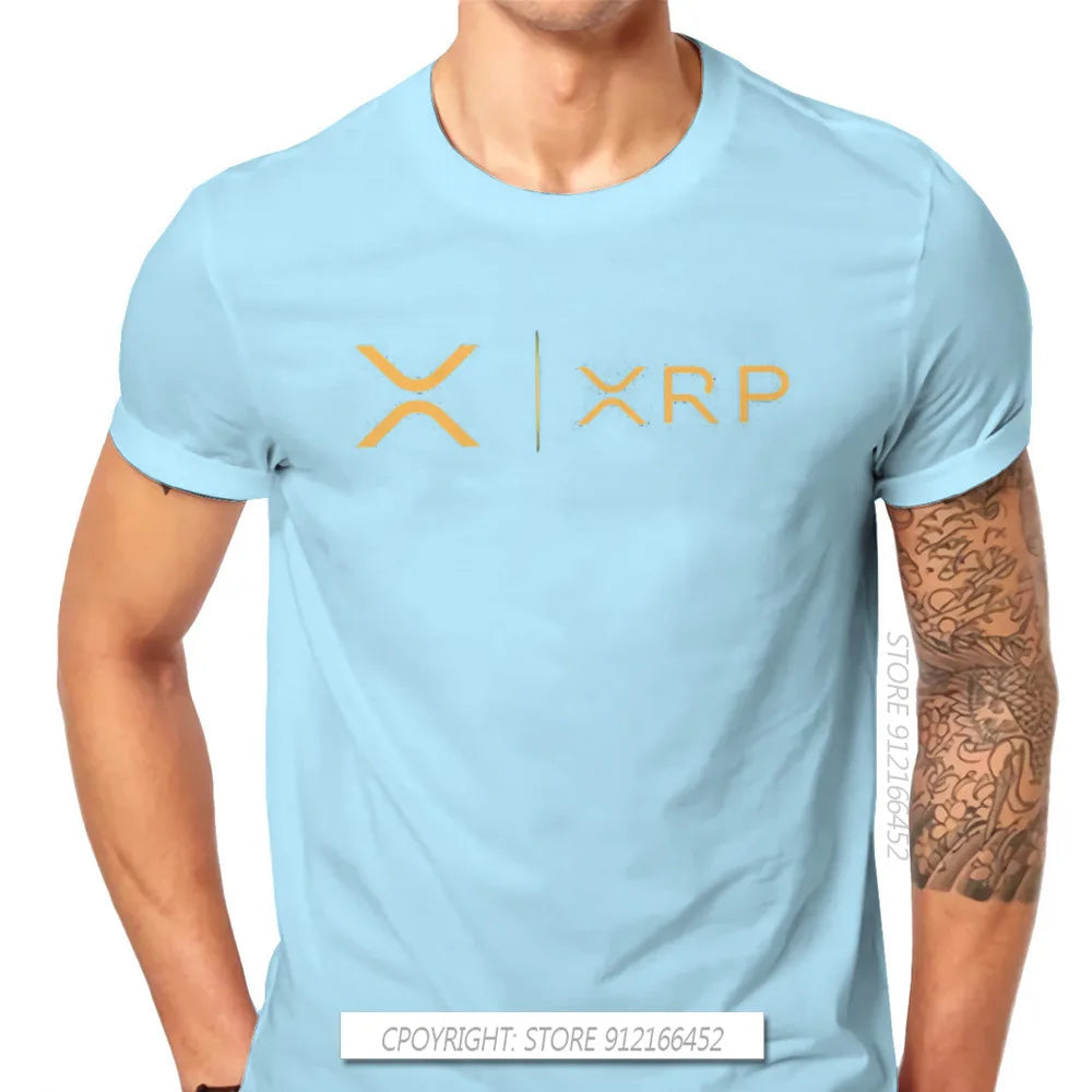 Cryptocurrency Crypto Miner XRP RIPPLE NEW GOLD SIDE BY SIDE Tshirt Harajuku Punk Men's Tshirts Tops Pure Cotton O-Neck T Shirt