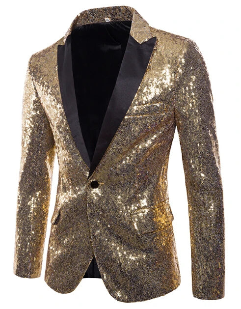Men Glitters Suit Jackets Sequins Party Button Dance Bling Coats Wedding Party Men Blazer Gentleman Formal Suit Plus Size 2XL