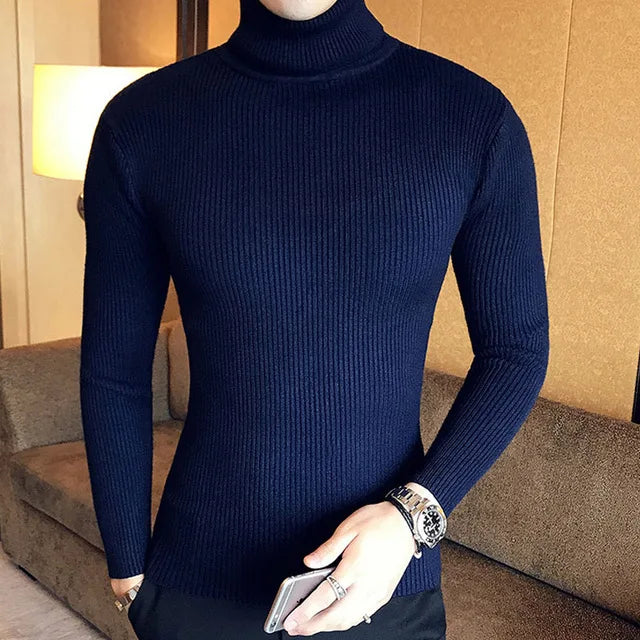 Brand Men Turtleneck Sweaters and Pullovers 2025 New Fashion Knitted Sweater Winter Men Pullover Homme Wool Casual Solid Clothes