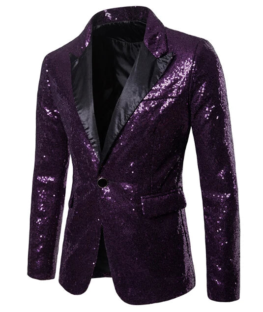 Men Glitters Suit Jackets Sequins Party Button Dance Bling Coats Wedding Party Men Blazer Gentleman Formal Suit Plus Size 2XL