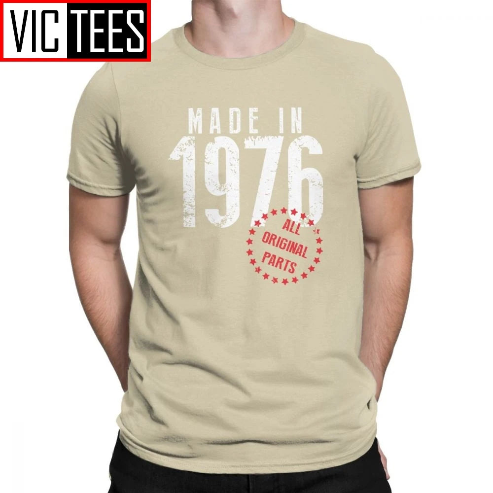 Made In 1976 All Original Parts Novelty Birthday T Shirt Men Clothes Normal Tees Cotton Crewneck T-Shirt