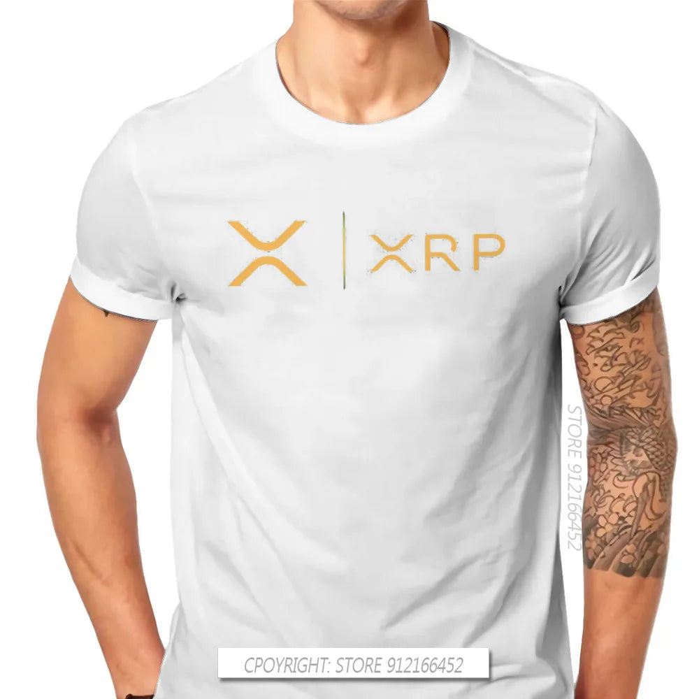 Cryptocurrency Crypto Miner XRP RIPPLE NEW GOLD SIDE BY SIDE Tshirt Harajuku Punk Men's Tshirts Tops Pure Cotton O-Neck T Shirt