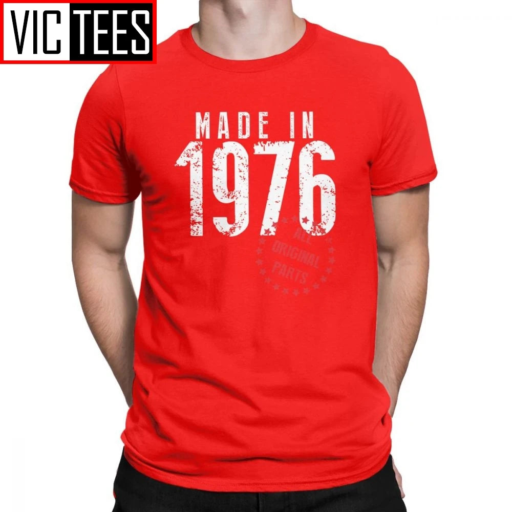Made In 1976 All Original Parts Novelty Birthday T Shirt Men Clothes Normal Tees Cotton Crewneck T-Shirt