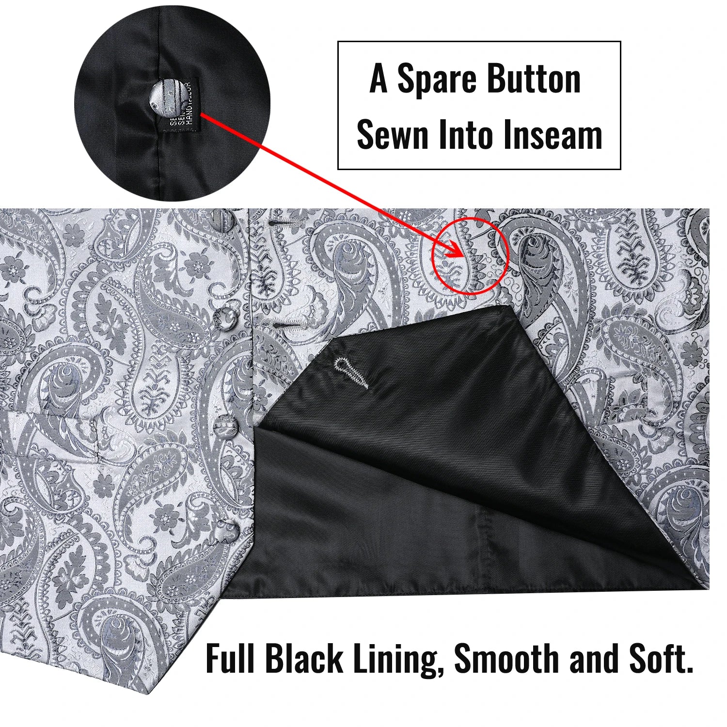 Luxury Silver Gray Paisley Suit Vest Men Tuxedo Blazers Wedding Party Waistcoat Neck Tie Set Casual Sleeveless Jacket