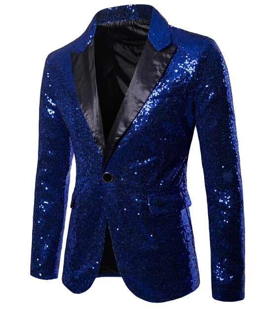 Men Glitters Suit Jackets Sequins Party Button Dance Bling Coats Wedding Party Men Blazer Gentleman Formal Suit Plus Size 2XL