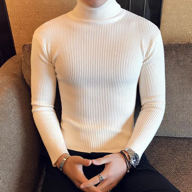 Brand Men Turtleneck Sweaters and Pullovers 2025 New Fashion Knitted Sweater Winter Men Pullover Homme Wool Casual Solid Clothes