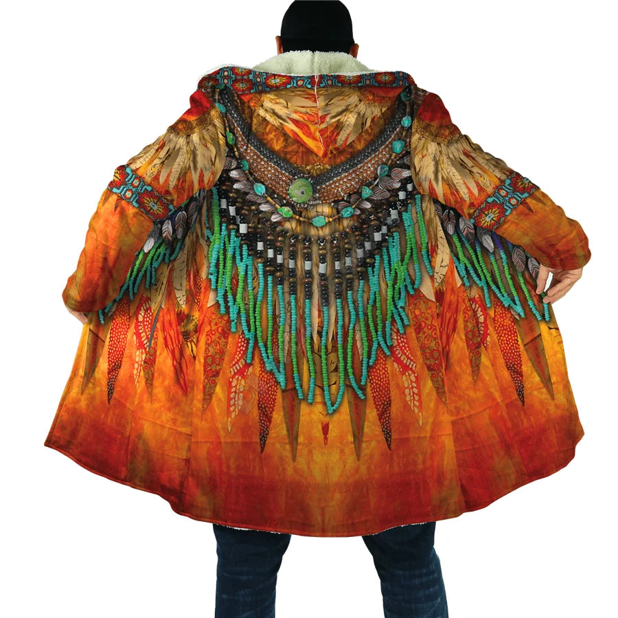 Hippie Cloak 3D All Over Printed Hoodie Cloak for Men Women Winter Fleece Wind Breaker Warm Hood Cloak