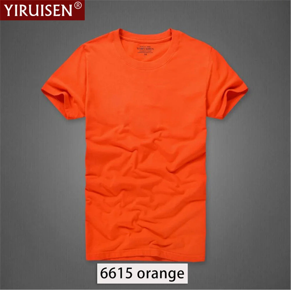 O-Neck Solid Men's T-Shirt YiRuiSen Vintage 100% Cotton Fashion Homme Men Top Tees Casual Clothing Top Quality Soft Short Sleeve