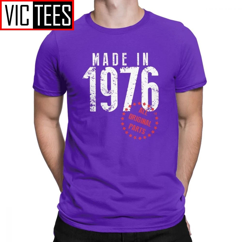 Made In 1976 All Original Parts Novelty Birthday T Shirt Men Clothes Normal Tees Cotton Crewneck T-Shirt
