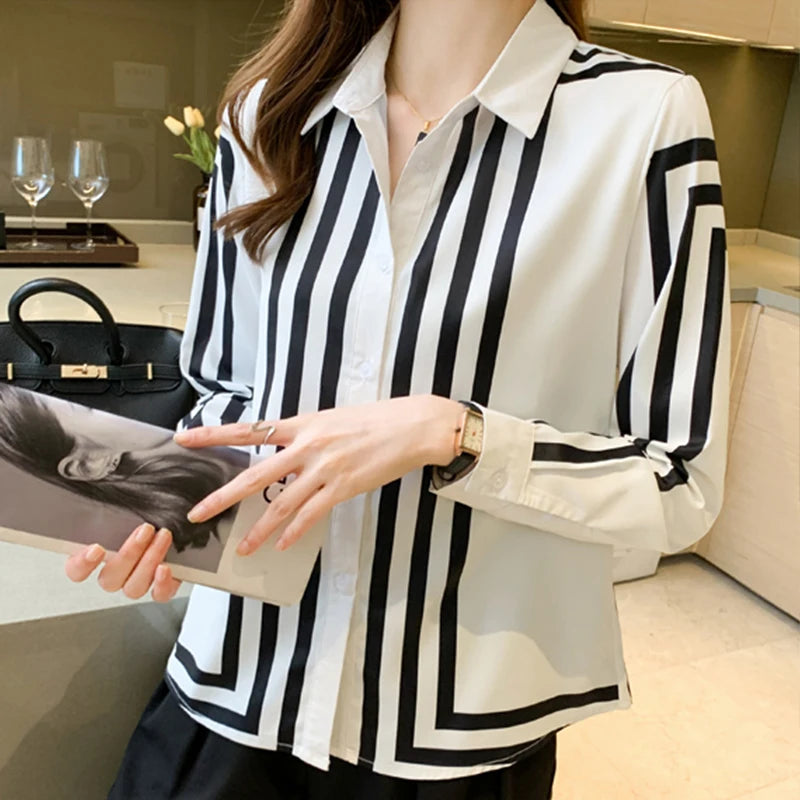 Fashion printing ladies shirts Women's Blouses Spring Autumn Long Sleeve Shirts Tops Blusas Mujer