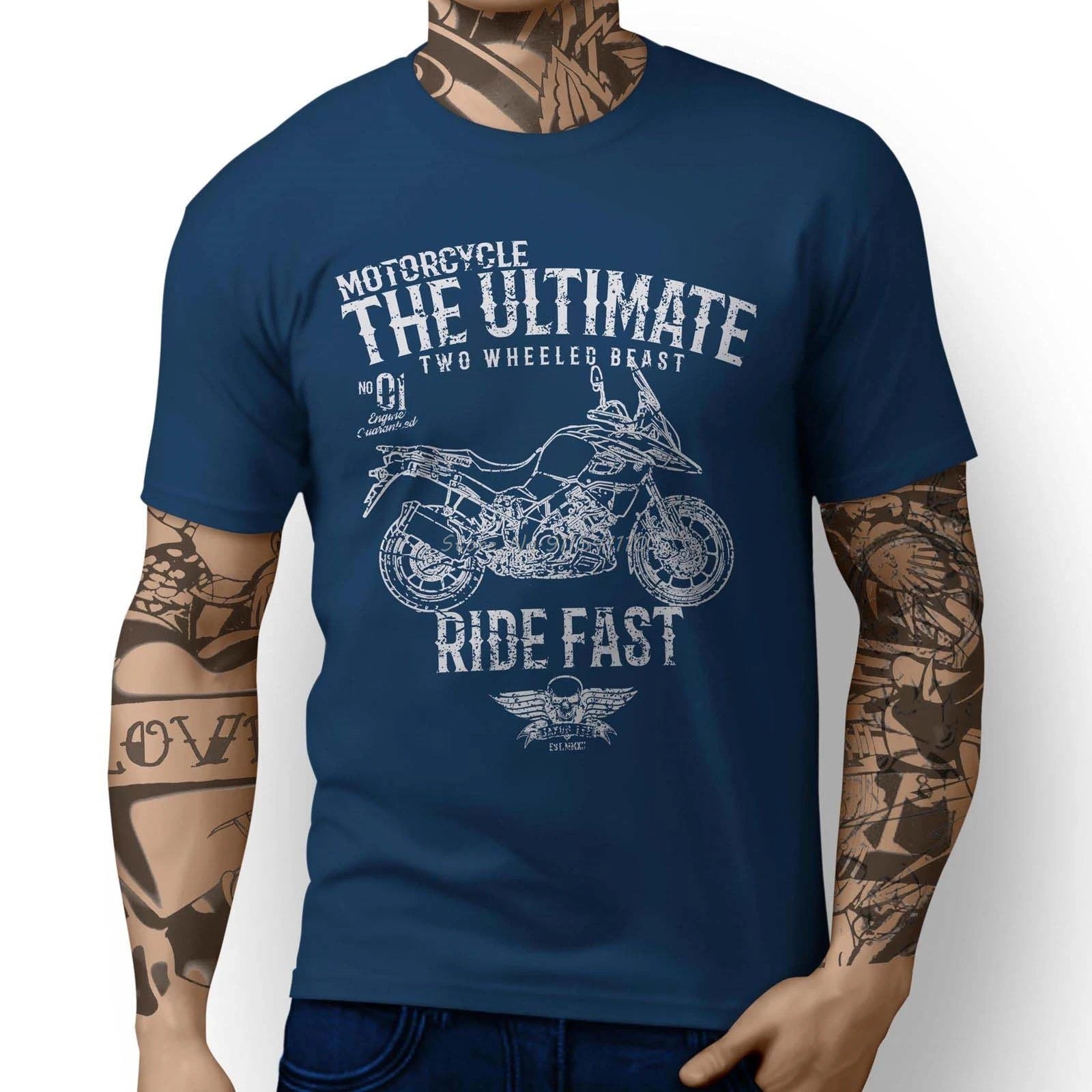 Japan Motorcycle Suz V Strom 1000 V-Strom 650  Inspired Motorbike Art Men  Funny Cotton Top Tees Short Sleeve Shirt Tees