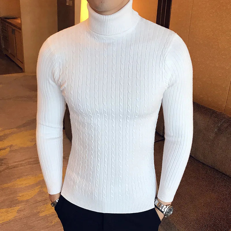 Brand Men Turtleneck Sweaters and Pullovers 2025 New Fashion Knitted Sweater Winter Men Pullover Homme Wool Casual Solid Clothes