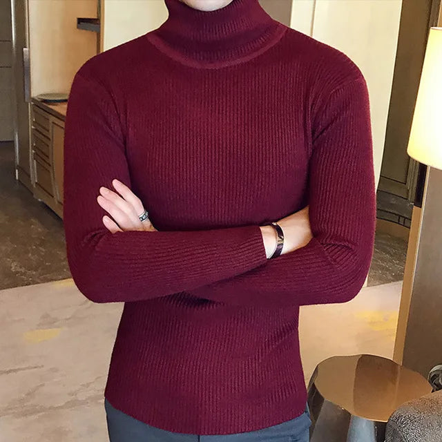Brand Men Turtleneck Sweaters and Pullovers 2025 New Fashion Knitted Sweater Winter Men Pullover Homme Wool Casual Solid Clothes
