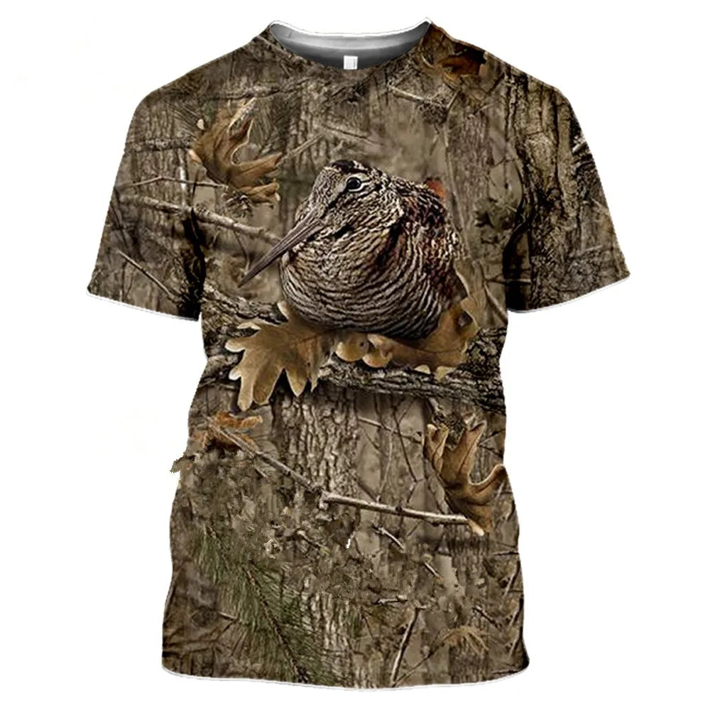Camouflage hunting animals wild Pigeon 3D T-shirt summer leisure men's T-shirt fashion street women's pullover short sleeve