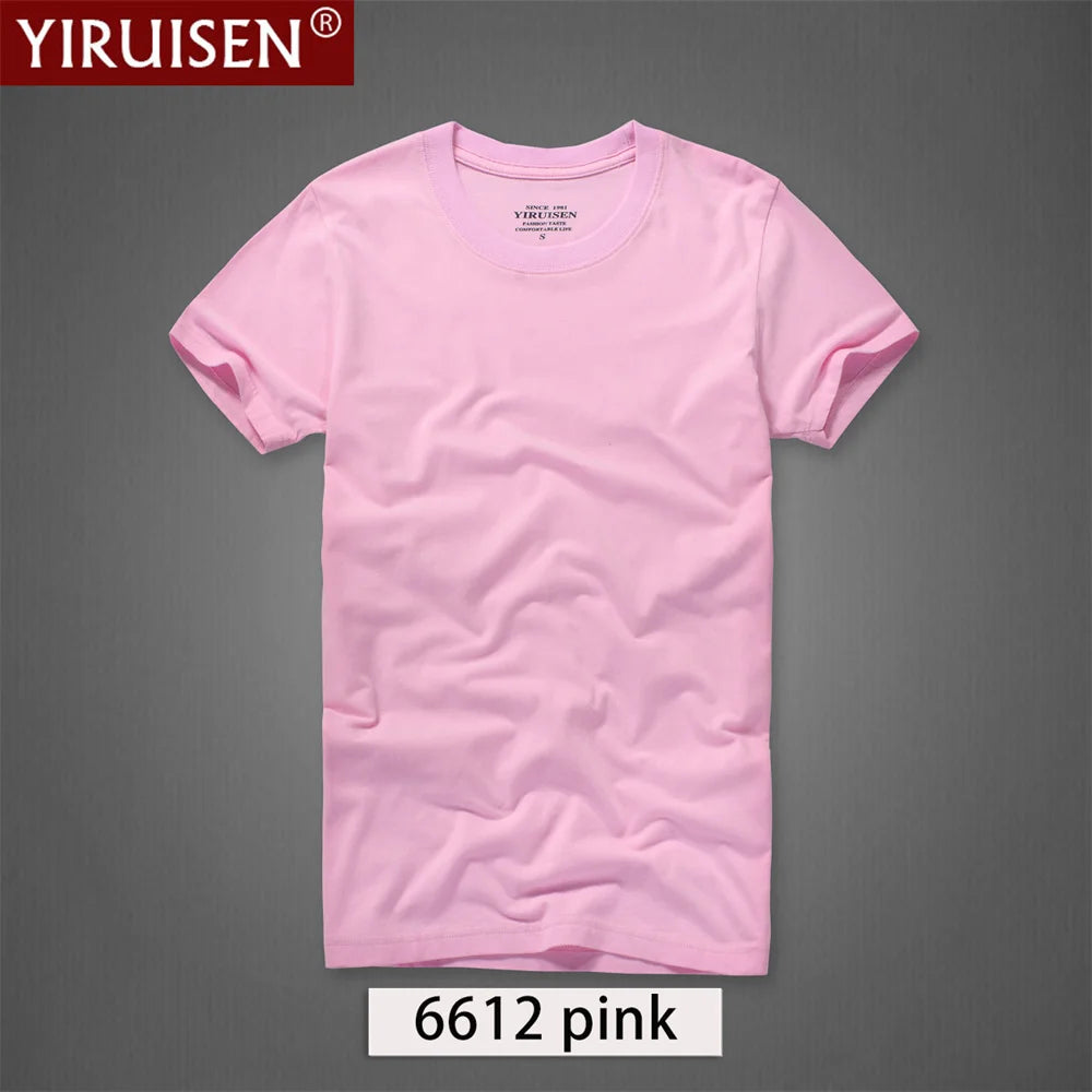 O-Neck Solid Men's T-Shirt YiRuiSen Vintage 100% Cotton Fashion Homme Men Top Tees Casual Clothing Top Quality Soft Short Sleeve