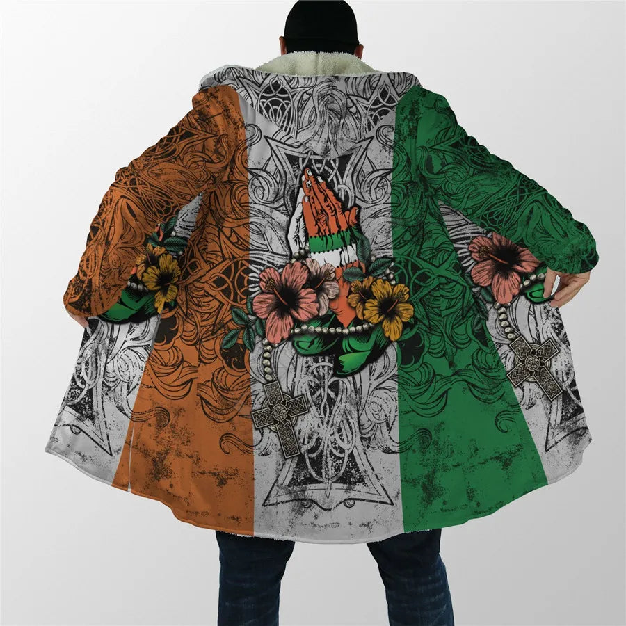 Hippie Cloak 3D All Over Printed Hoodie Cloak for Men Women Winter Fleece Wind Breaker Warm Hood Cloak