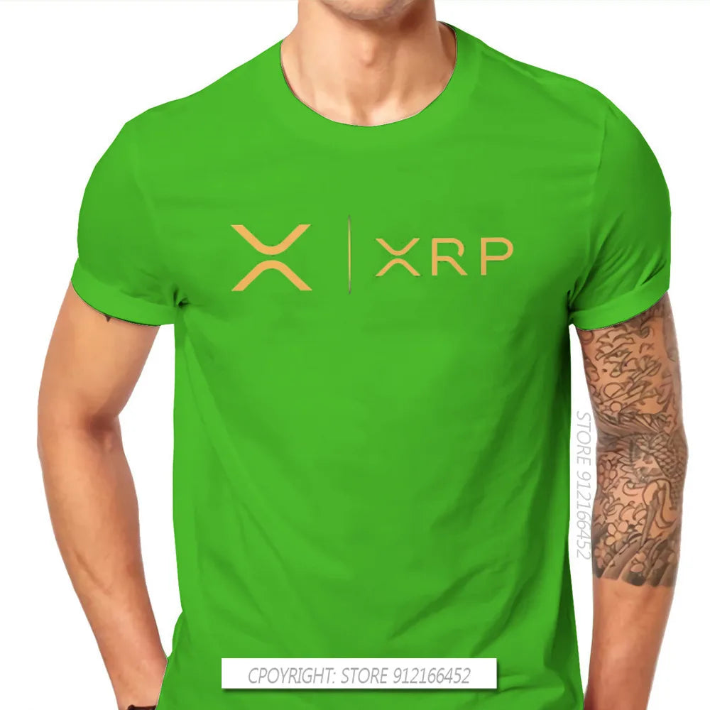 Cryptocurrency Crypto Miner XRP RIPPLE NEW GOLD SIDE BY SIDE Tshirt Harajuku Punk Men's Tshirts Tops Pure Cotton O-Neck T Shirt