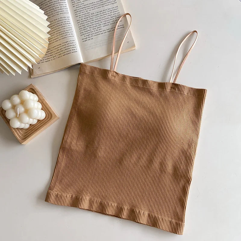 New Women's Cotton Underwear Sexy Solid Color Top Fashion External Suspender Tank Up Female Crop Top Sexy Lingerie