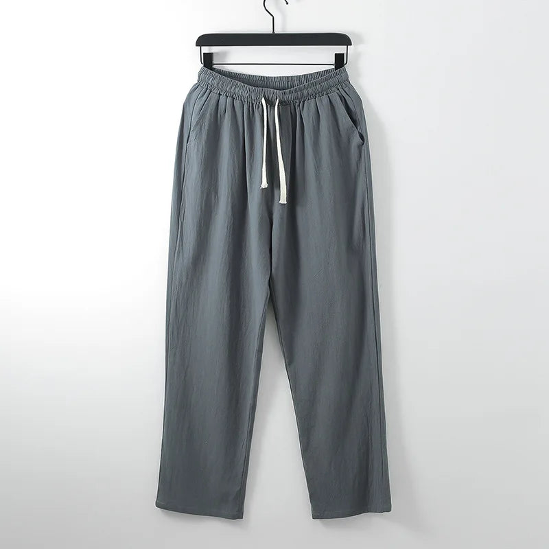 Summer Spring Men Cotton linen Pants japan style Large Size 8XL 10XL 12XL Wide Leg Pants Oversized Trousers Male Loose Pants 58