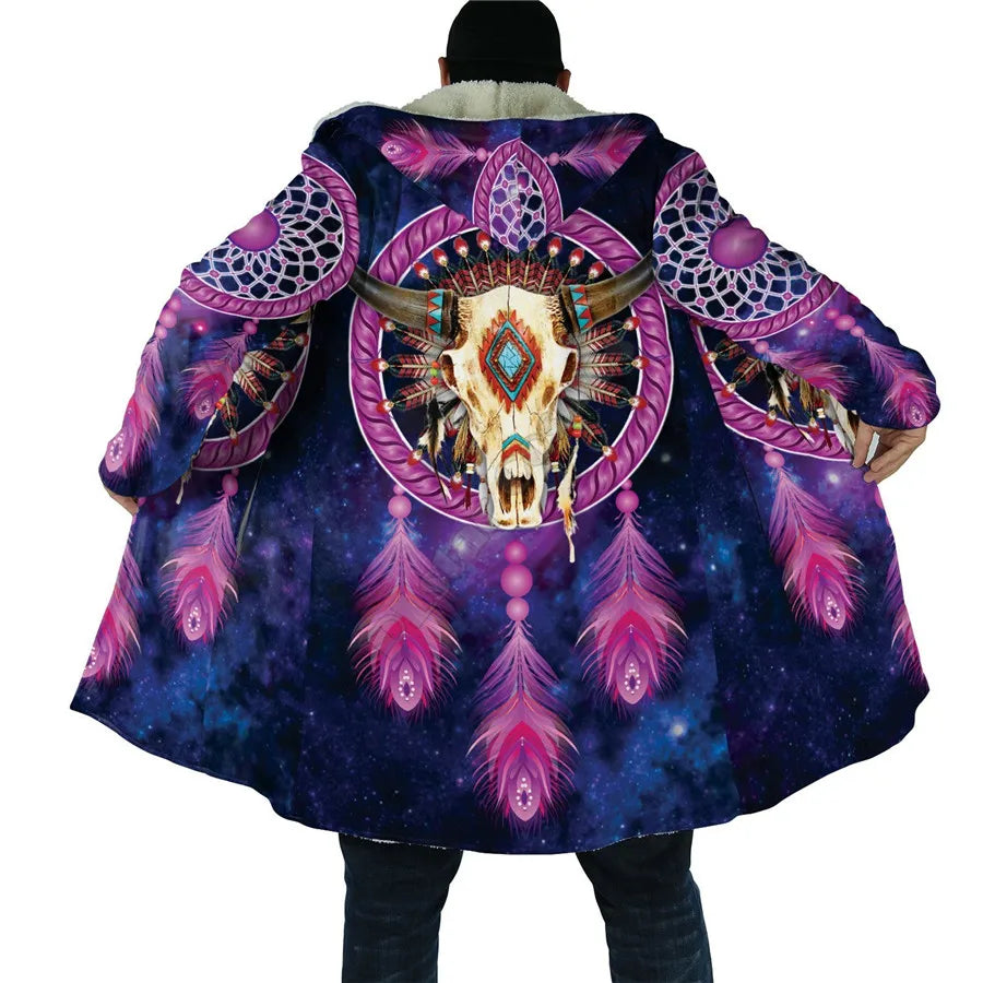 Hippie Cloak 3D All Over Printed Hoodie Cloak for Men Women Winter Fleece Wind Breaker Warm Hood Cloak
