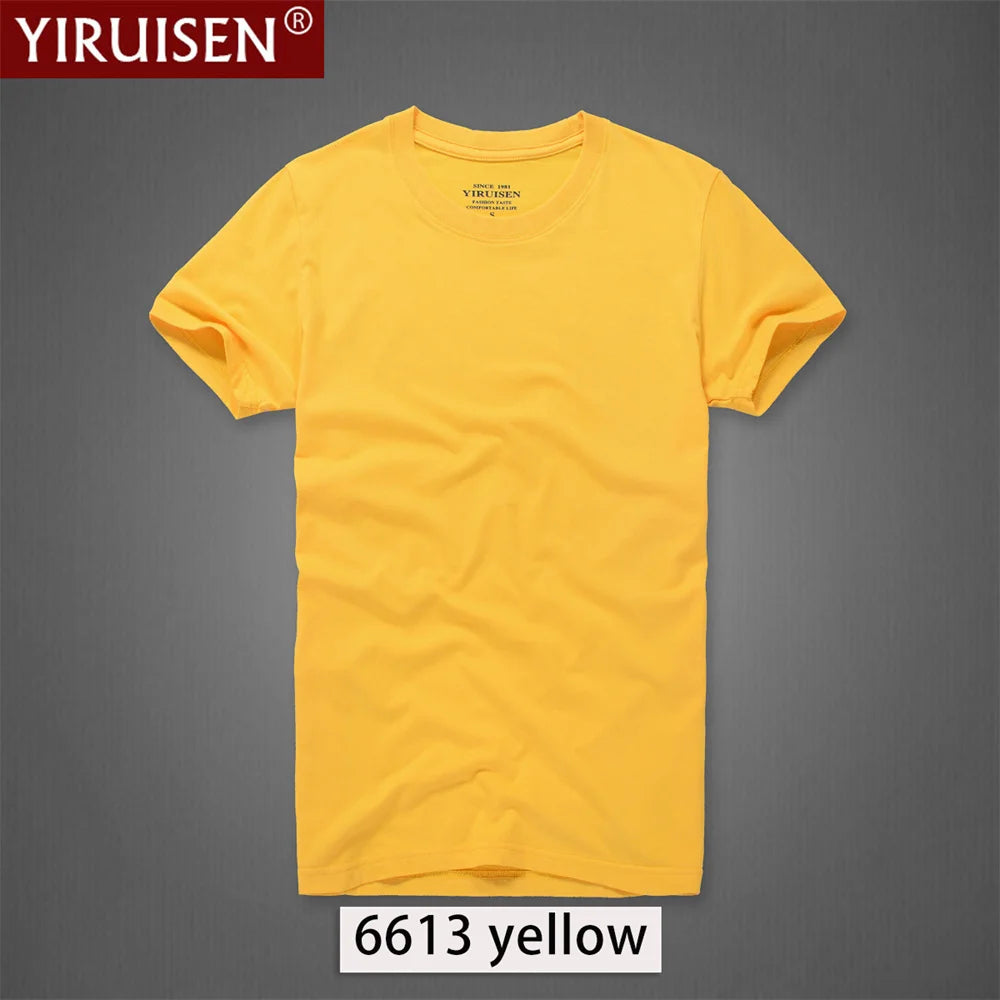 O-Neck Solid Men's T-Shirt YiRuiSen Vintage 100% Cotton Fashion Homme Men Top Tees Casual Clothing Top Quality Soft Short Sleeve