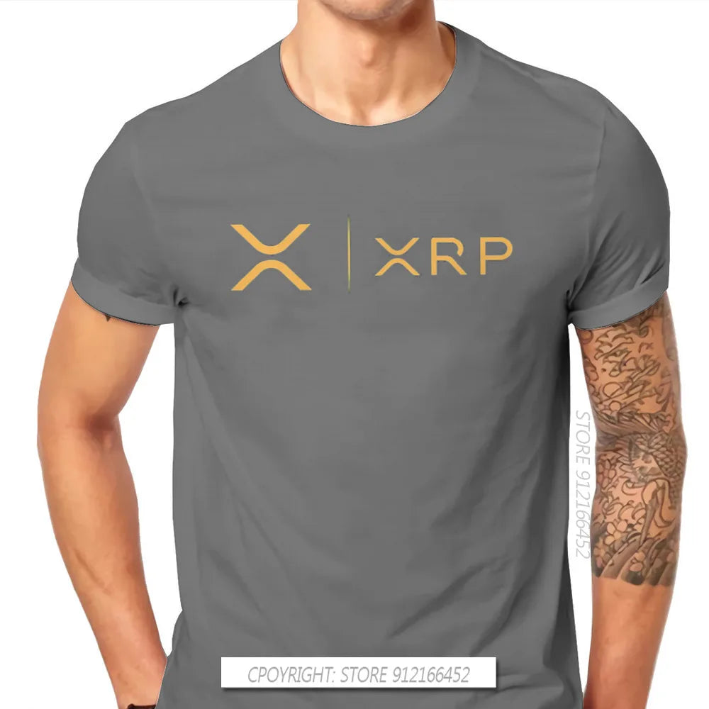 Cryptocurrency Crypto Miner XRP RIPPLE NEW GOLD SIDE BY SIDE Tshirt Harajuku Punk Men's Tshirts Tops Pure Cotton O-Neck T Shirt