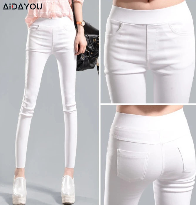 High Elastic Pants Womens  Pencil Push Up Butt Lifting Straight Comfort Korean Style XL Good Stretchy Trouses