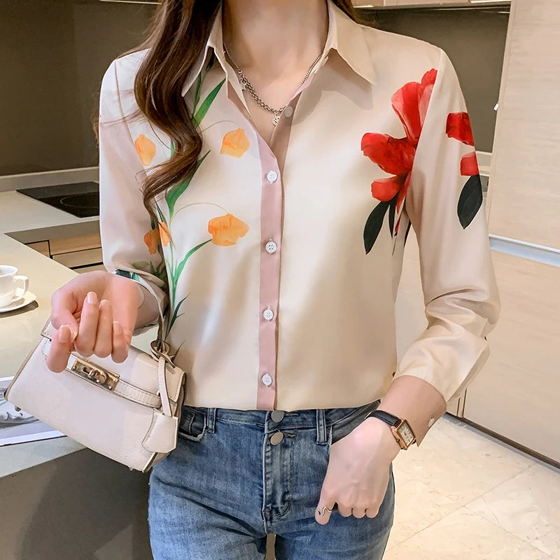 Fashion ladies shirts New elegant Women Blouses Long Sleeve Button-Down Tops blusa mujer