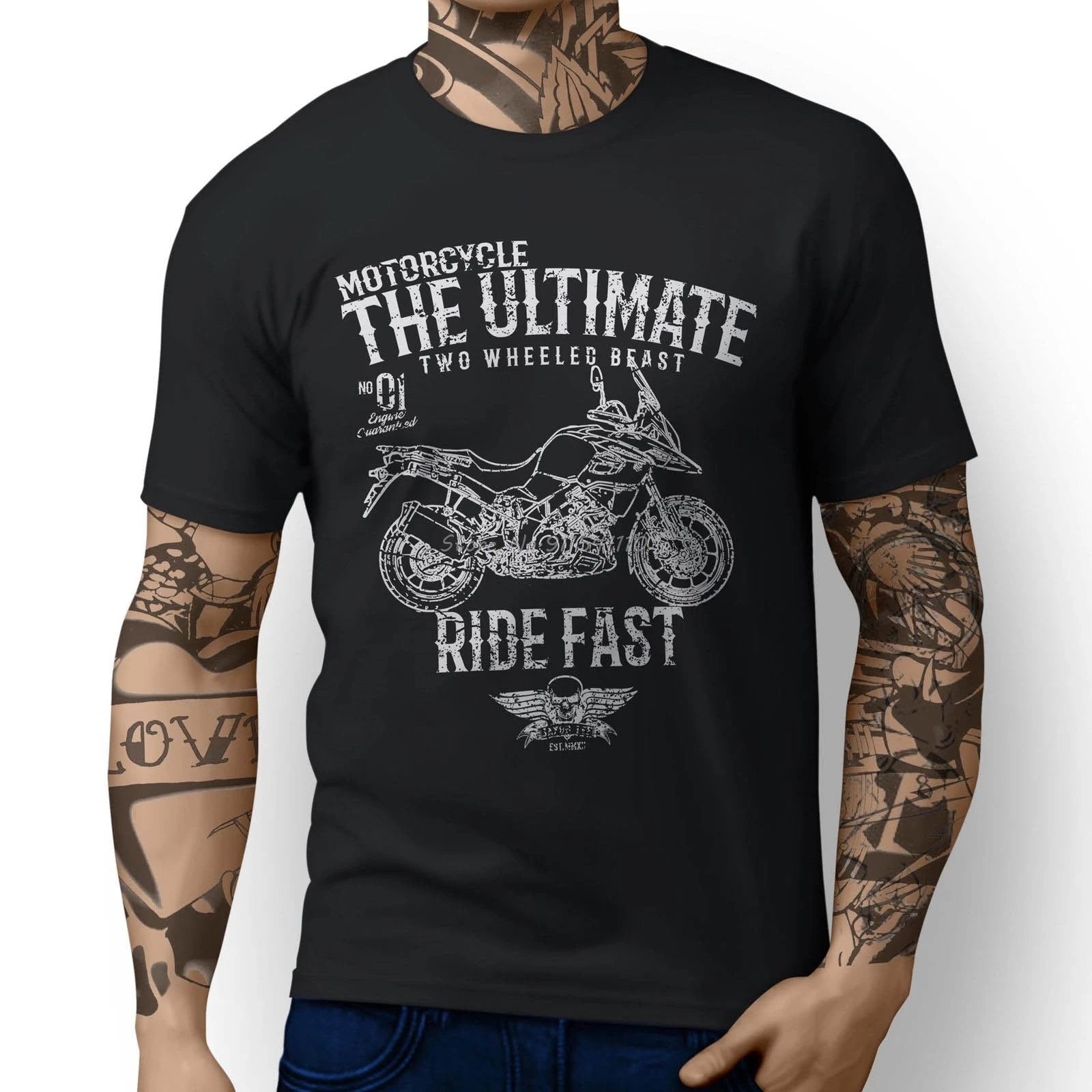 Japan Motorcycle Suz V Strom 1000 V-Strom 650  Inspired Motorbike Art Men  Funny Cotton Top Tees Short Sleeve Shirt Tees