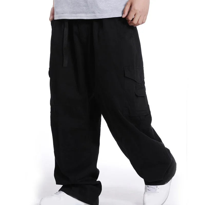 MFERLIER Loose Spring Summer Cargo Pants Men 5XL 6XL 7XL Plus Size Pants 4 Colors