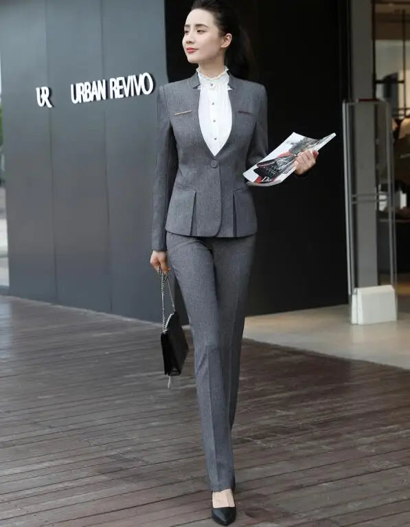 Naviu New Fashion High Quality Ensemble Femme 2 Pièces Pant Suits For Women Clothes Office Lady Formal Work Wear Uniform