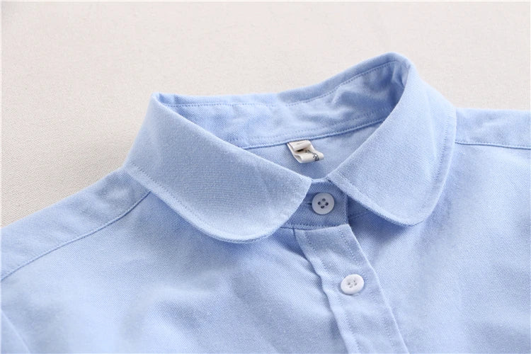 Brand Embroidery Women Blouses 2024 New Spring Women Long Sleeve Blouse Cotton Oxford Casual White Shirts Female Tops Clothing