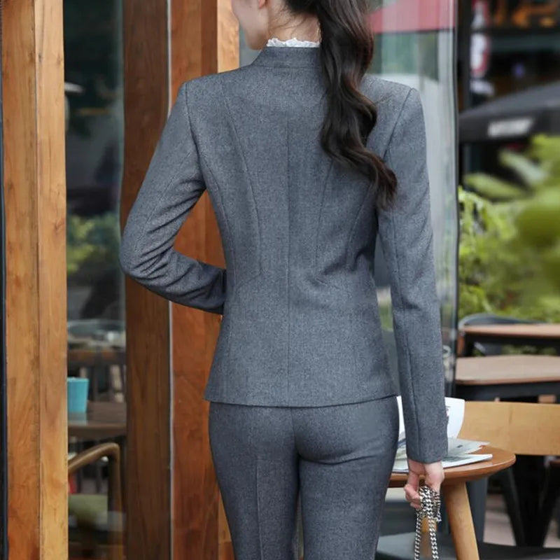 Naviu New Fashion High Quality Ensemble Femme 2 Pièces Pant Suits For Women Clothes Office Lady Formal Work Wear Uniform