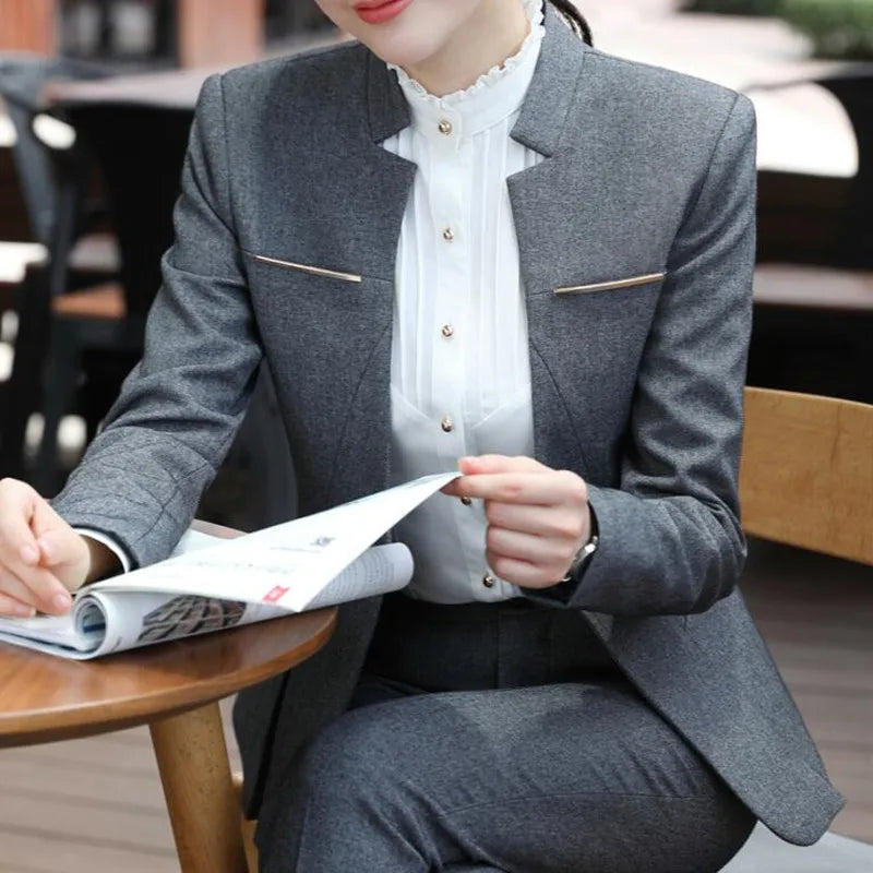 Naviu New Fashion High Quality Ensemble Femme 2 Pièces Pant Suits For Women Clothes Office Lady Formal Work Wear Uniform