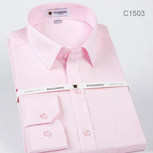 Mercerized Cotton Square Collar Solid Men's Dress Shirts Long Sleeve Slim Fit Anti Wrinkle Easy Care High Quality Clothing