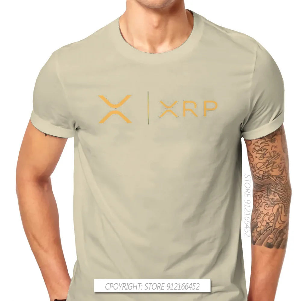 Cryptocurrency Crypto Miner XRP RIPPLE NEW GOLD SIDE BY SIDE Tshirt Harajuku Punk Men's Tshirts Tops Pure Cotton O-Neck T Shirt