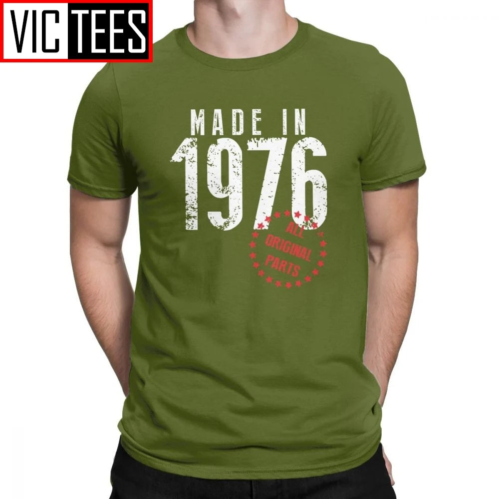 Made In 1976 All Original Parts Novelty Birthday T Shirt Men Clothes Normal Tees Cotton Crewneck T-Shirt