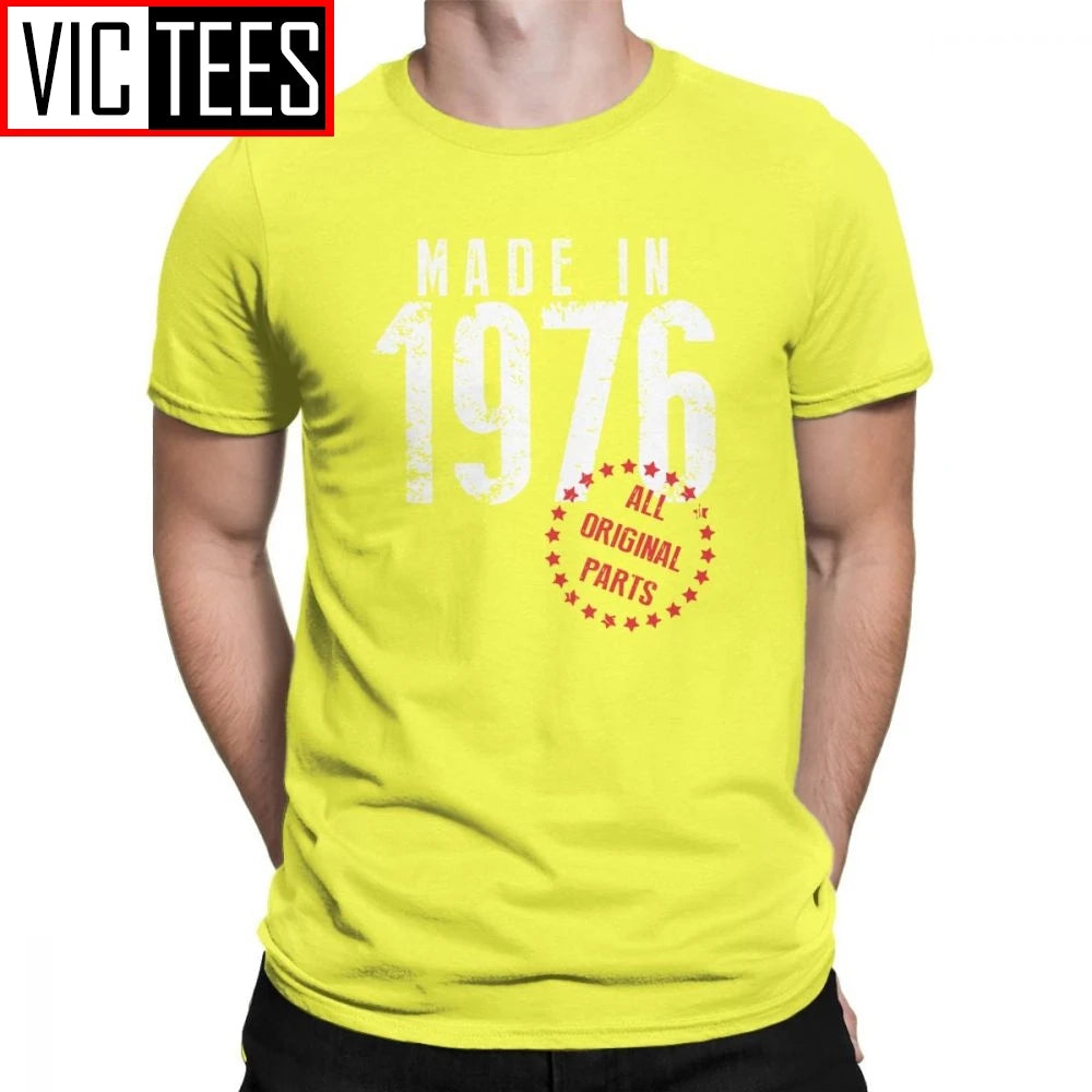 Made In 1976 All Original Parts Novelty Birthday T Shirt Men Clothes Normal Tees Cotton Crewneck T-Shirt