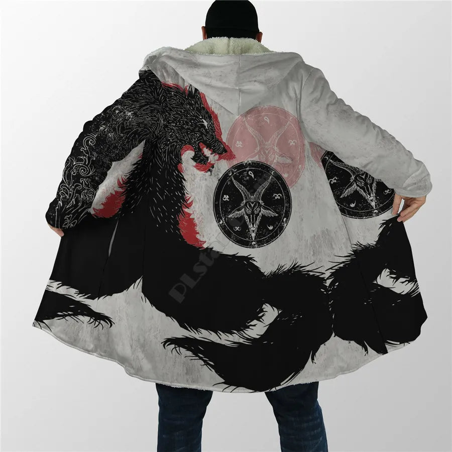Hippie Cloak 3D All Over Printed Hoodie Cloak for Men Women Winter Fleece Wind Breaker Warm Hood Cloak